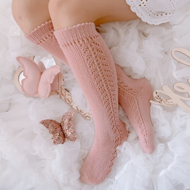 Przejdź do produktu Podkolanówki openwork brudny róż Condor *526