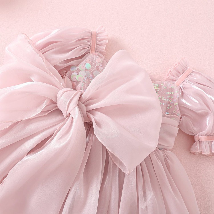 Rampers mermaid pastel pink różowy dla dziewczynki kokarda