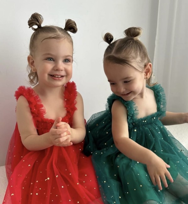 Przejdź do produktu Sukienka tiulowa czerwona świąteczna dla dziewczynki SPARKLE BABY