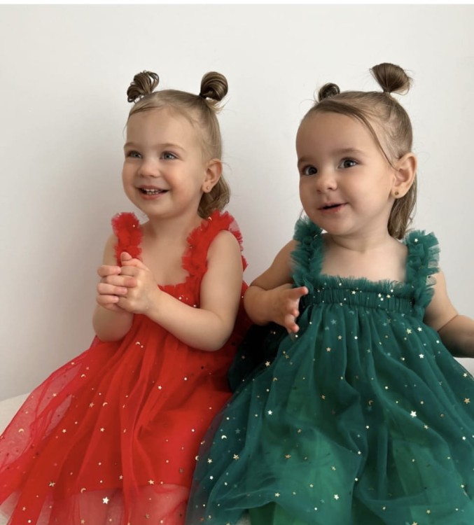 Sukienka tiulowa czerwona świąteczna dla dziewczynki SPARKLE BABY