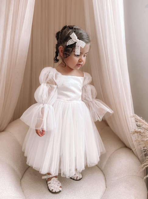 Przejdź do produktu Sukienka dla dziewczynki tiulowa biała Elena