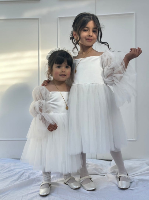 Przejdź do produktu Sukienka dla dziewczynki tiulowa biała Elena