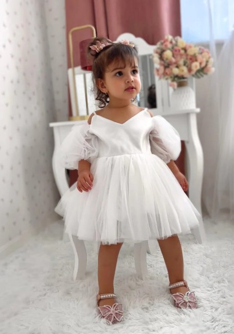 Przejdź do produktu Sukienka dla dziewczynki tiulowa biała Tulle white