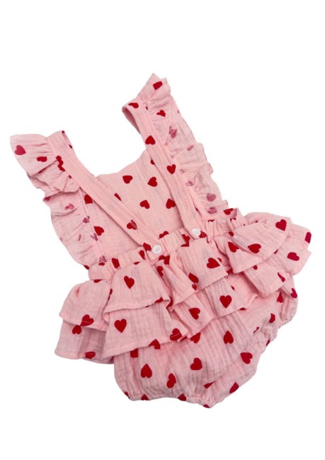 Przejdź do produktu Rampers dla dziewczynki serduszka z falbankami opaska komplet