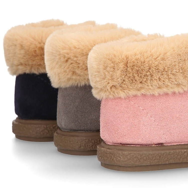 BUTY BOTKI ZAMSZ SZARE FUTERKO