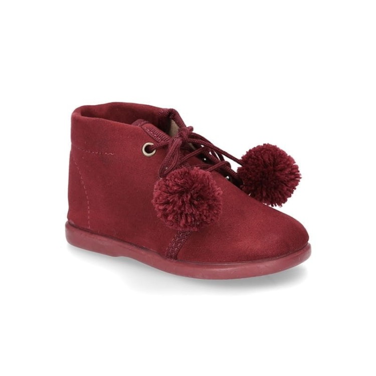 BOTKI CLASSIC POMPONS DEEP RED