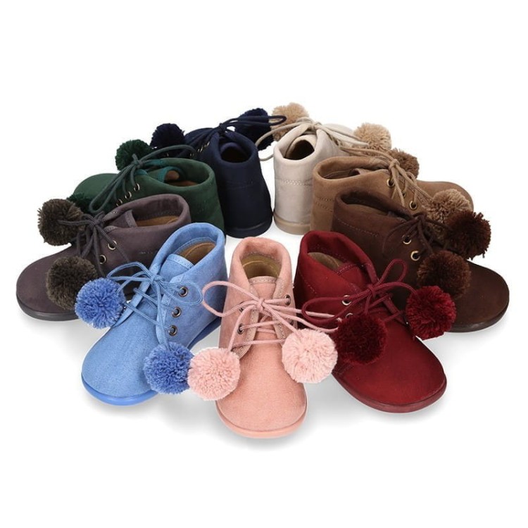 BOTKI CLASSIC POMPONS DEEP RED