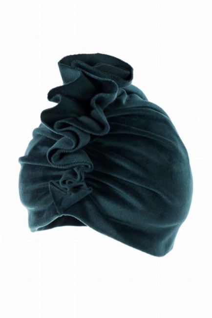 Przejdź do produktu Turban czapka welur szmaragd dziecięcy