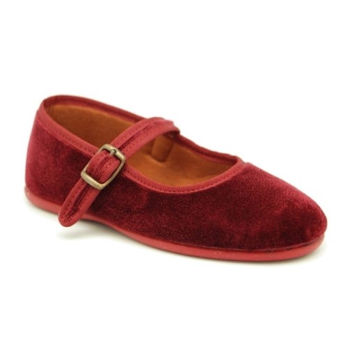 BUTY BALETKI BORDO MARY JANE VELVET BUCKLE