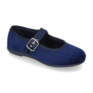 BUTY BALETKI NAVY BLUE LITTLE MARY JANE VELVET