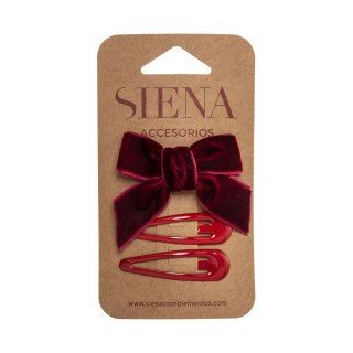 Spinki zestaw bow clip velvet bordo