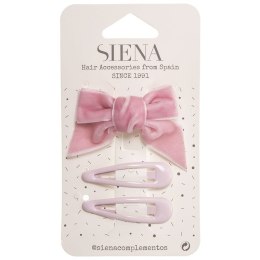 Spinki zestaw bow clip velvet różowe