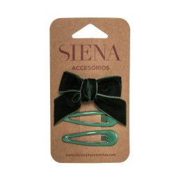 Spinki zestaw bow clip velvet verde botella