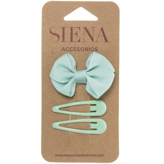 Spinki zestaw bow clip verde mar