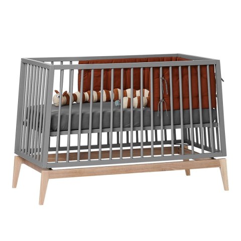 LEANDER - łóżeczko dziecięce LUNA™ 0-3 lata, szare/dębowe + zestaw do przebudowy