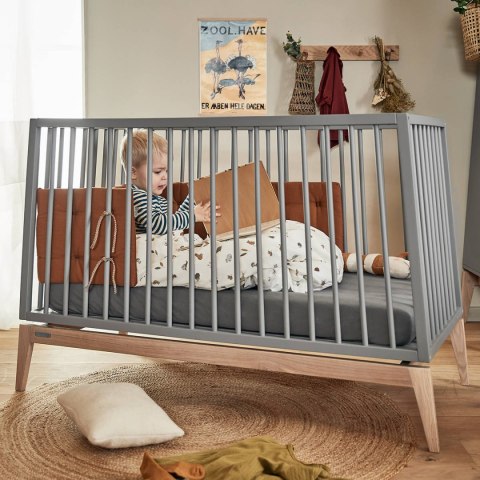 LEANDER - łóżeczko dziecięce LUNA™ 0-3 lata, szare/dębowe + zestaw do przebudowy