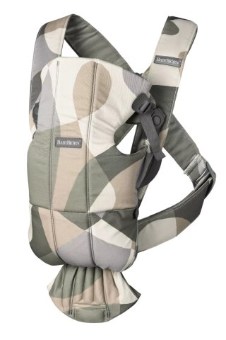 BABYBJORN MINI Cotton - nosidełko, Khaki/Green Print