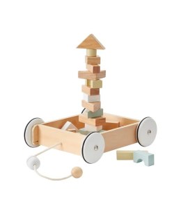 Kid's Concept - Wózek z drewnianymi klockami