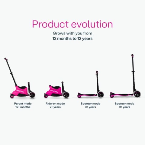 SmarTrike - Hulajnoga 4w1- Xtend Ride-on - Pink