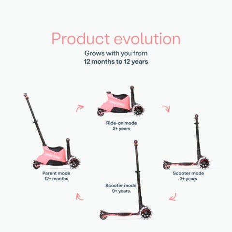 SmarTrike - Hulajnoga 4w1 Xtend Scooter + Ride-on - Salmon Pink