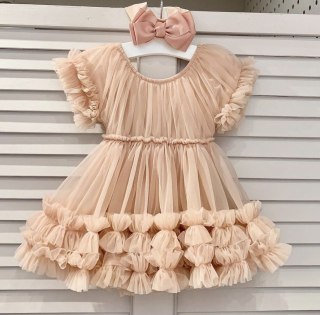 Sukienka tiulowa baletowy róż dziecięca FRILLY DRESS DOLLY BY LE PETIT TOM