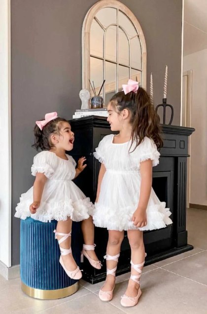 Sukienka tiulowa biała dziecięca FRILLY DRESS DOLLY BY LE PETIT TOM PRE ORDER