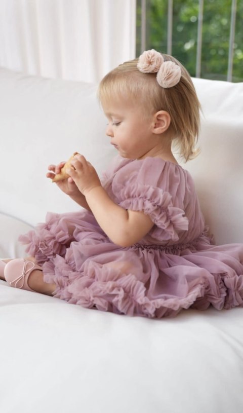 Sukienka tiulowa brudny róż dziecięca FRILLY DRESS DOLLY BY LE PETIT TOM