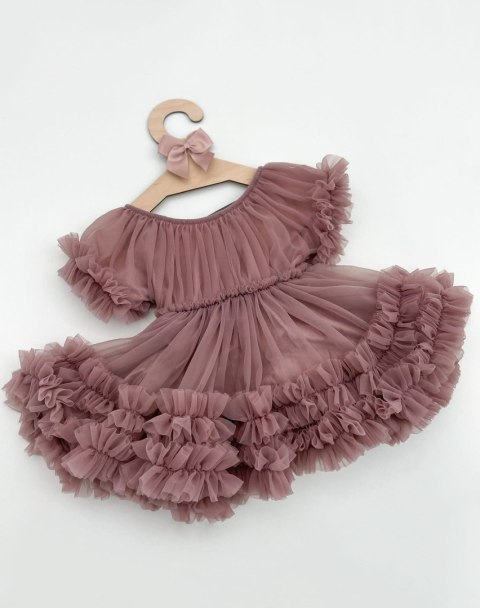 Sukienka tiulowa brudny róż dziecięca FRILLY DRESS DOLLY BY LE PETIT TOM