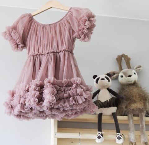 Sukienka tiulowa brudny róż dziecięca FRILLY DRESS DOLLY BY LE PETIT TOM