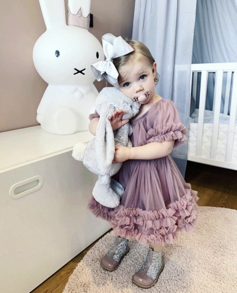 Sukienka tiulowa brudny róż dziecięca FRILLY DRESS DOLLY BY LE PETIT TOM