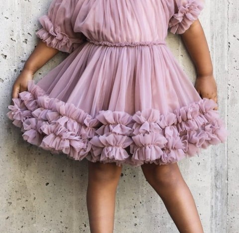 Sukienka tiulowa brudny róż dziecięca FRILLY DRESS DOLLY BY LE PETIT TOM