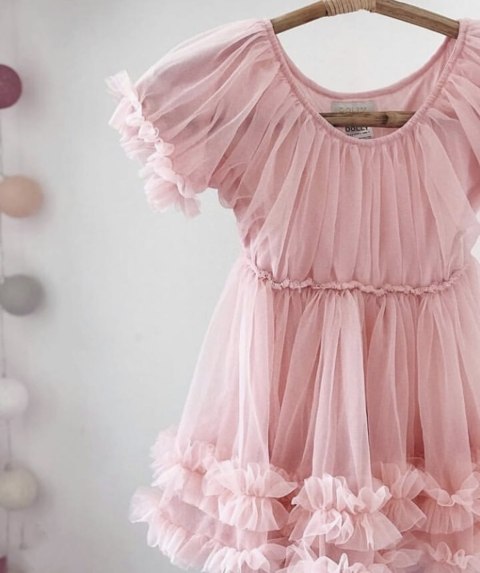 Sukienka tiulowa pudrowy róż dziecięca FRILLY DRESS DOLLY BY LE PETIT TOM PRE ORDER