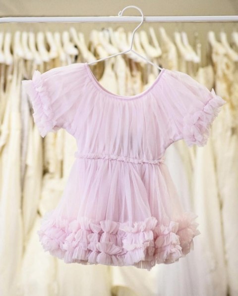 Sukienka tiulowa pudrowy róż dziecięca FRILLY DRESS DOLLY BY LE PETIT TOM PRE ORDER