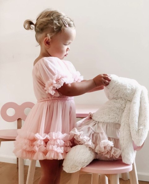 Sukienka tiulowa pudrowy róż dziecięca FRILLY DRESS DOLLY BY LE PETIT TOM PRE ORDER