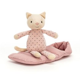 Kotek w Piżamce i Śpiworku Jasno Różowym 23 cm