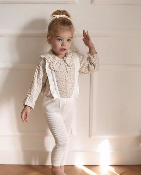 Legginsy na szelkach falbanki cream wings Condor *202