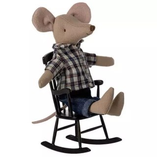 Maileg - Krzesło, Rocking chair, Mouse - Antracit