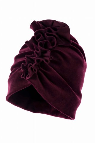 Turban czapka welur bordo dziecięcy