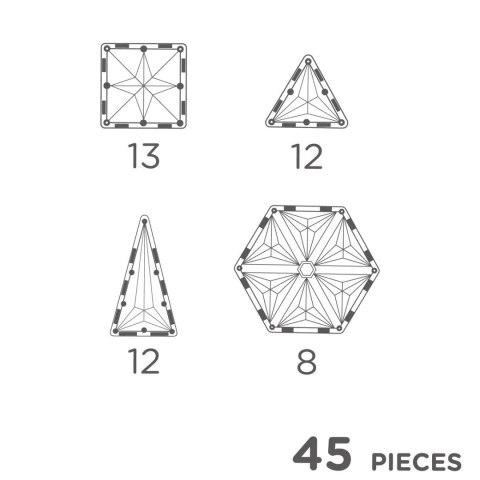 Cleverclixx - Klocki magnetyczne Geo Pack Pastel - 45 el.