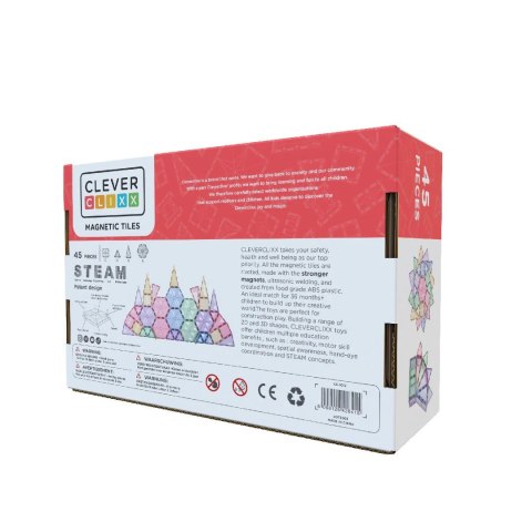 Cleverclixx - Klocki magnetyczne Geo Pack Pastel - 45 el.