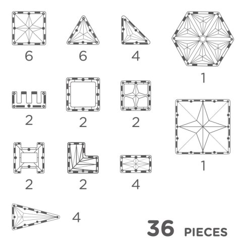 Cleverclixx - Klocki magnetyczne Petite Pastel Pack - 36 el.