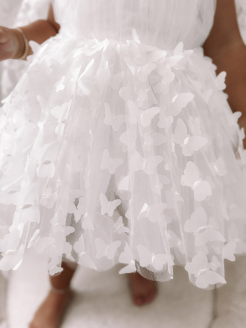 Sukienka motylkowa biała BABYDOLL kokardy