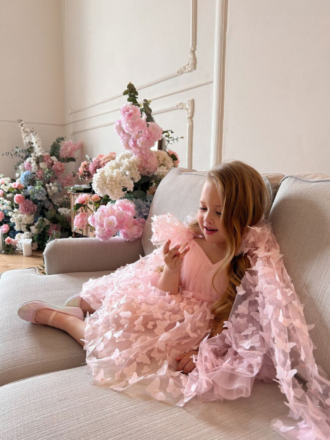 Sukienka motylkowa różowa BABYDOLL kokardy