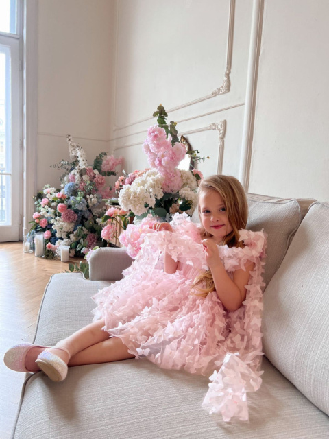 Sukienka motylkowa różowa BABYDOLL kokardy