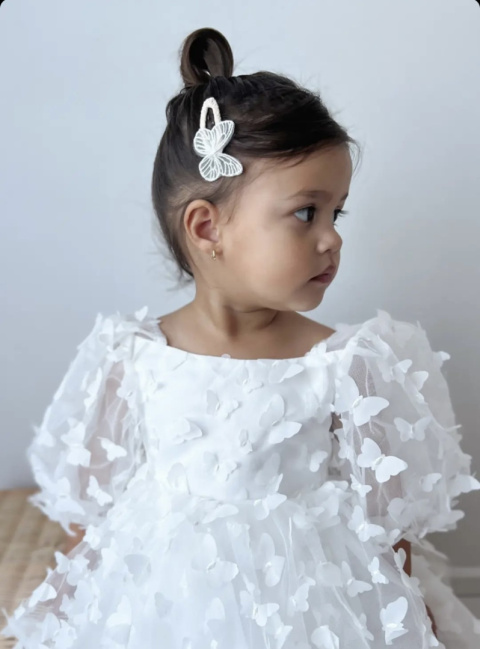 Sukienka tiulowa motylki biała BABYDOLL dla dziewczynki