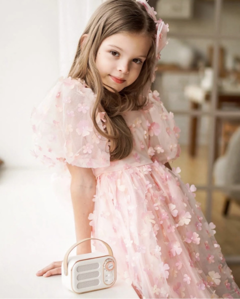 Sukienka tiulowa dla dziewczynki kwiatki BABYDOLL różowa