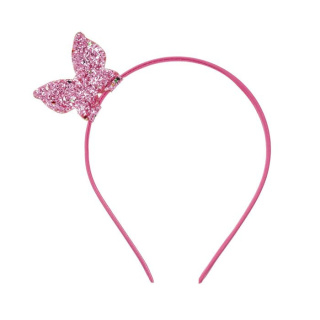 Opaska motylek różowa brokat dla dziewczynki Siena