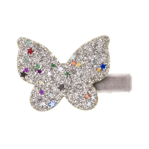 Spinka motyl brokat Siena glitter srebny