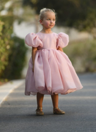Sukienka tiulowa dla dziewczynki na wesele PUFF DOLLY różowa