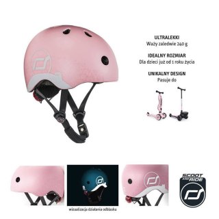 SCOOTANDRIDE - Kask z odblaskami XXS-S dla dzieci 1-5 lat Rose Cat